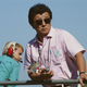 Akira Akagi, team owner of Leyton House Formula One Racing Team, at the 1990 British Grand Prix.